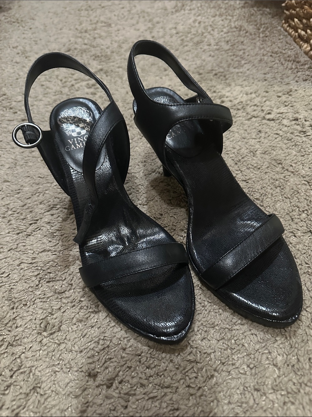 Vince Camuto Black Leather Slingback Heels